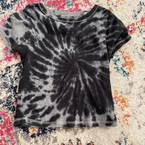 black and grey tie dyed crop top